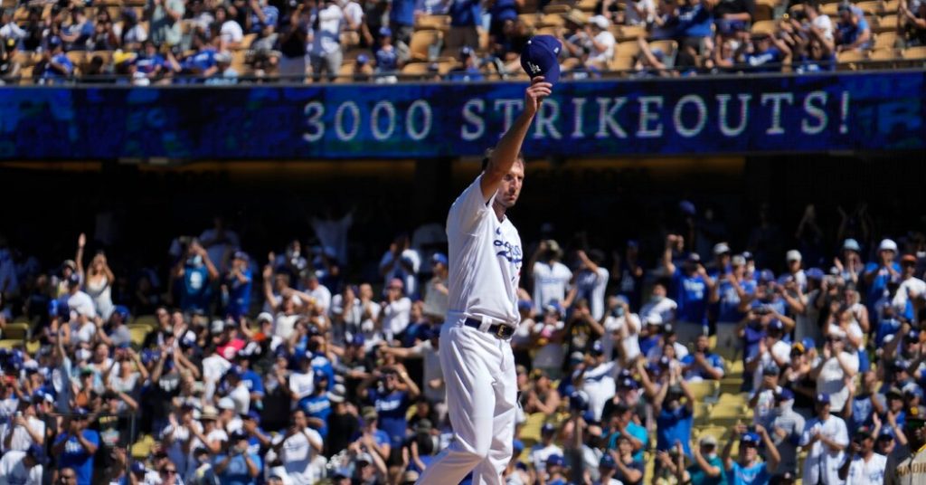 Dodgers’ Max Scherzer Records His 3,000th Career Strikeout