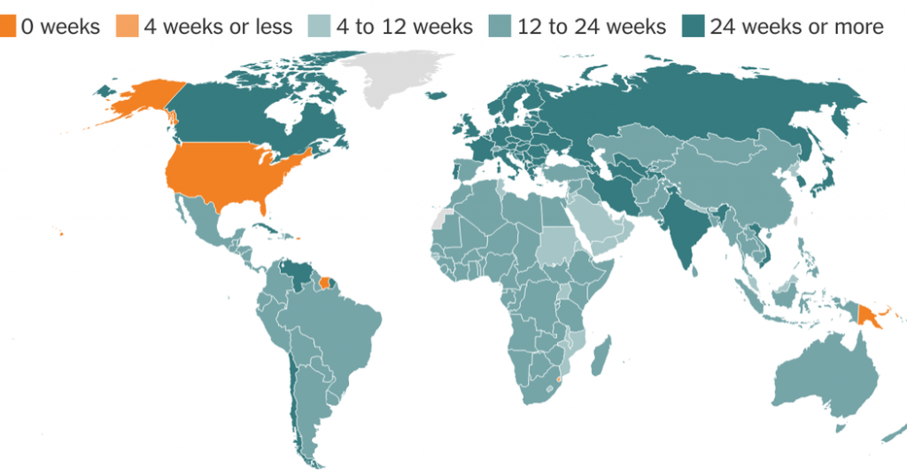 how 4 weeks of u s paid leave would compare with the rest of the world